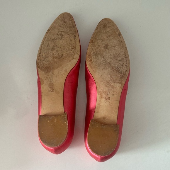 Manolo Blahnik Raspberry Dark Pink Satin Ballet Flats Size EU 35.5 - Picture 11 of 12